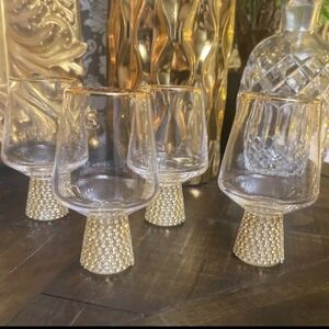 Christian Siriano Gorgeous Rhinestone GOLD Rim Decorative SHOT Glasses 4